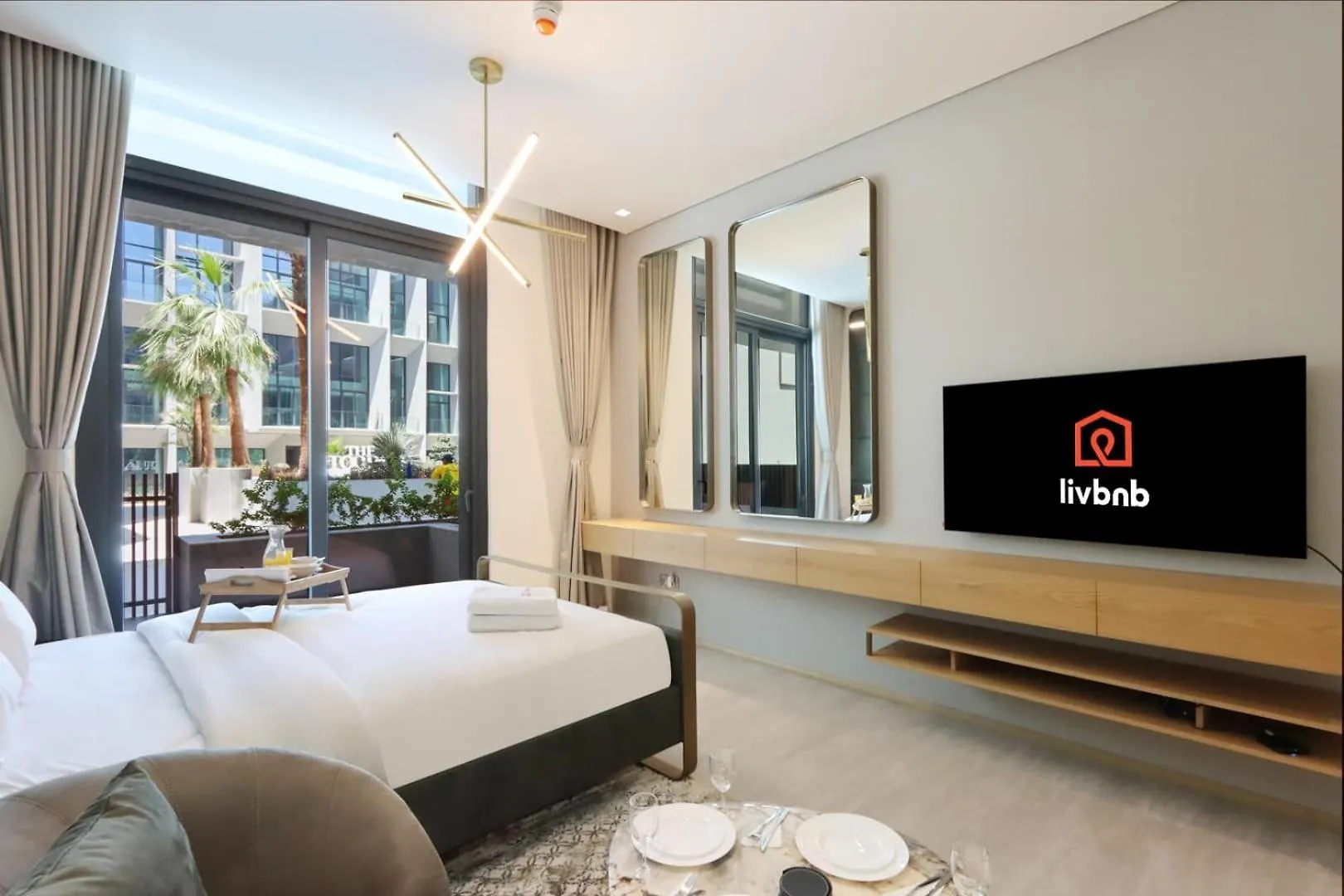 Livbnb - Serene Studio With Private Terrace In Jvc Dubai Apartment